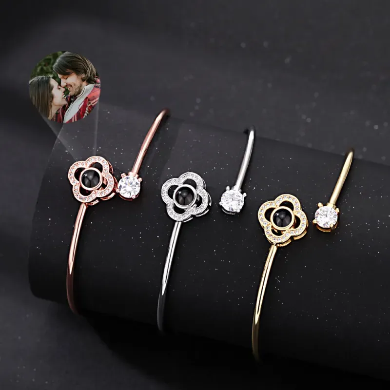 Custom Projection Bracelet Personalized Photo Bracelet Heart Jewelry Gift for Her