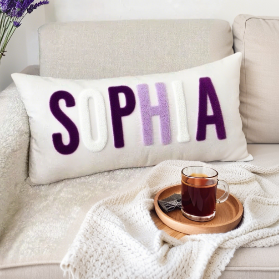 Personalized Baby Girl Room Name Pillow Cover Baby Girl Nursery Pillow Case Punch Needle Girl Kid Gift Dorm Gift Back to School Gift