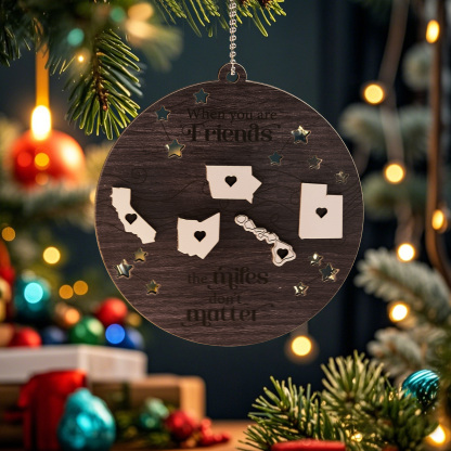Personalized Family Togetherness Christmas Ornament State Map Ornament for Friends Sister Sibling Gift