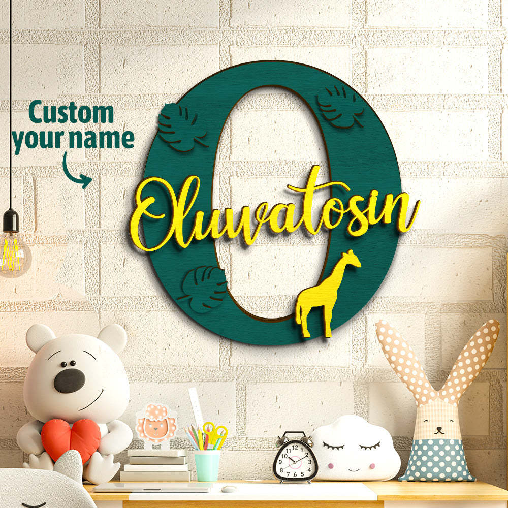 Personalized Jungle Name Sign Wooden Letter Initial Wall Plaque