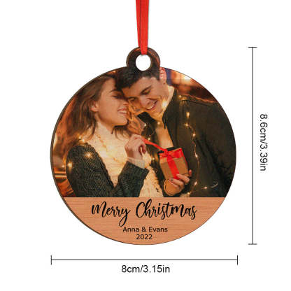 Personalized Wooden Photo Christmas Ornaments Holiday Gift for Family