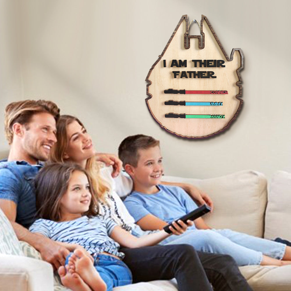 Personalized Light Saber Plaque I Am Their Father Wooden Sign Father's Day Gift