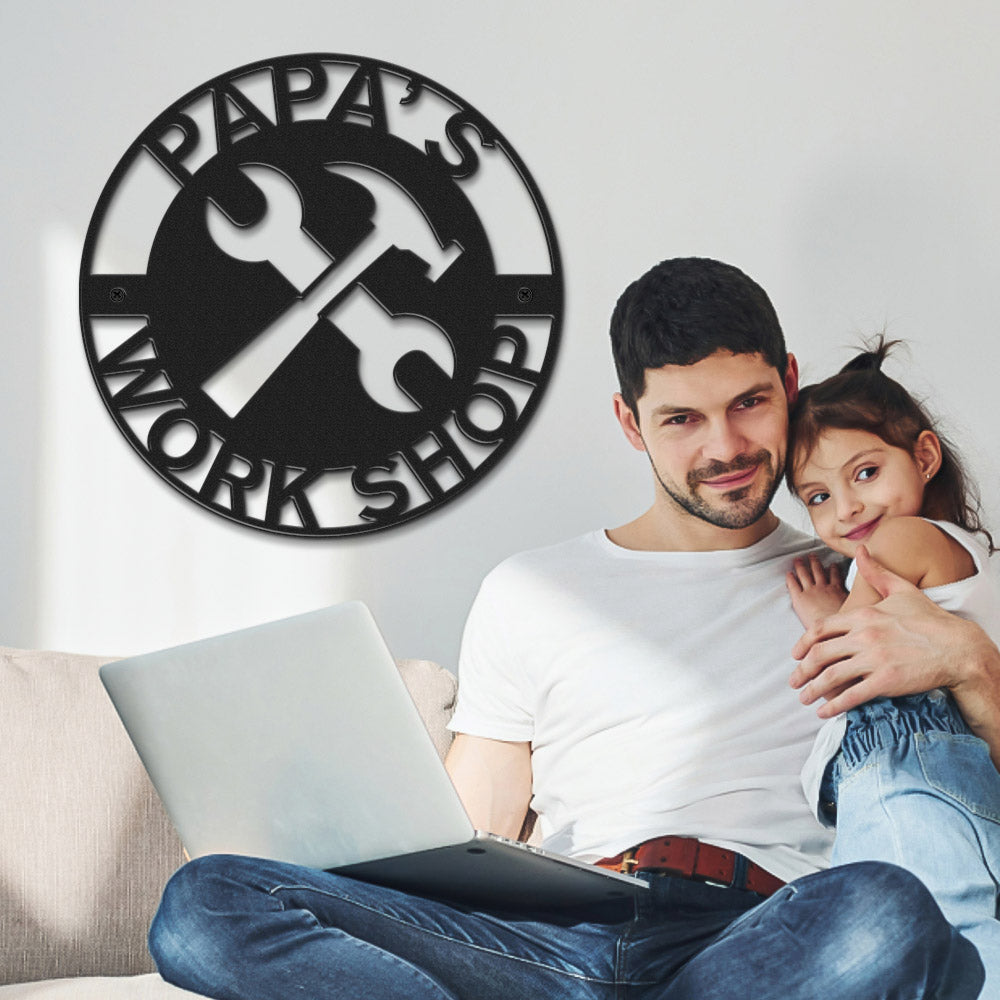 Custom Father's Day Metal Sign Personalized LED Lights Wall Art Decor Gift for Dad