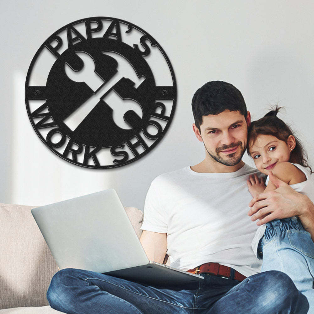 Custom Father's Day Metal Sign Personalized LED Lights Wall Art Decor Gift for Dad