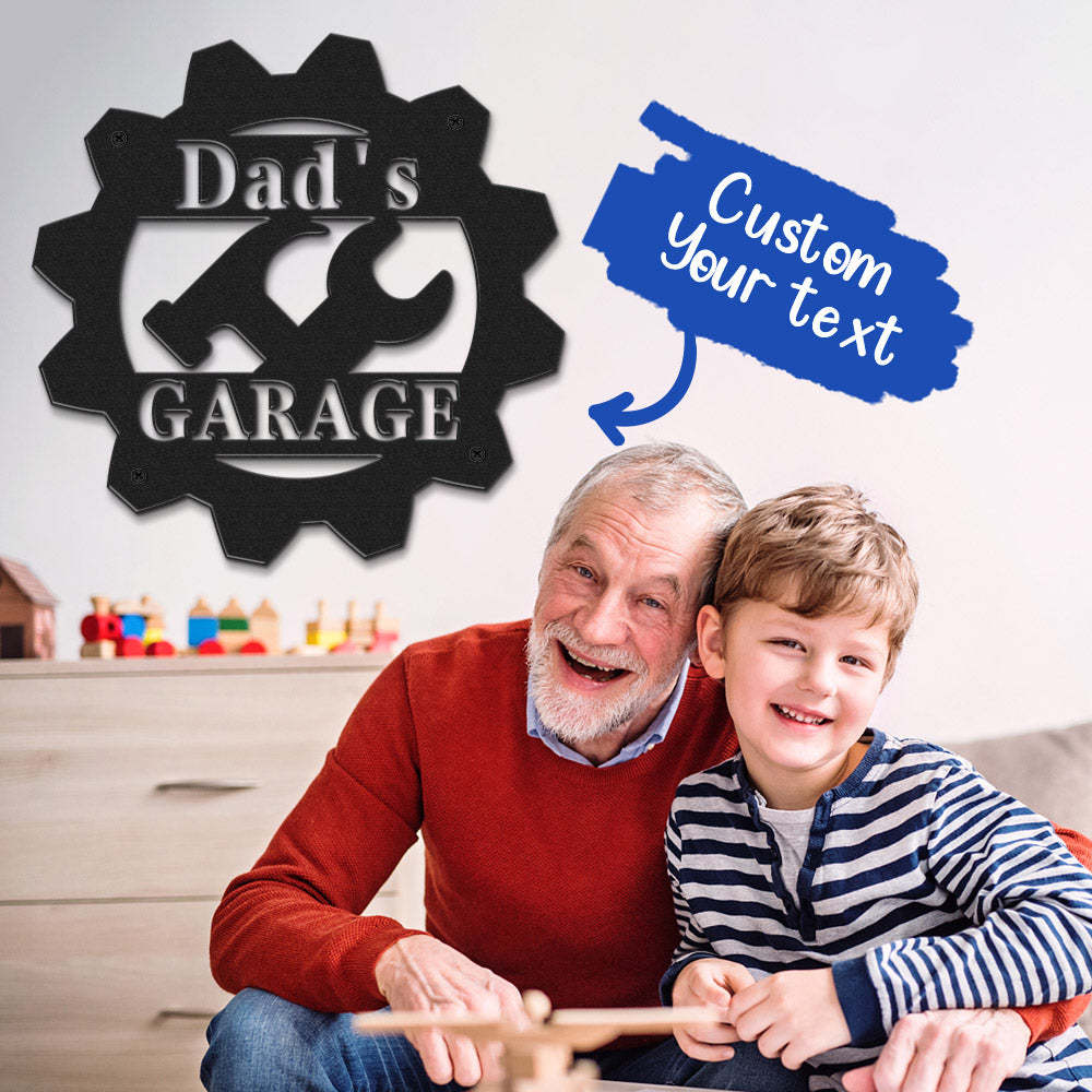 Custom Garage Metal Sign Personalized LED Lights Wall Art Decor Father's Day Gift for Dad