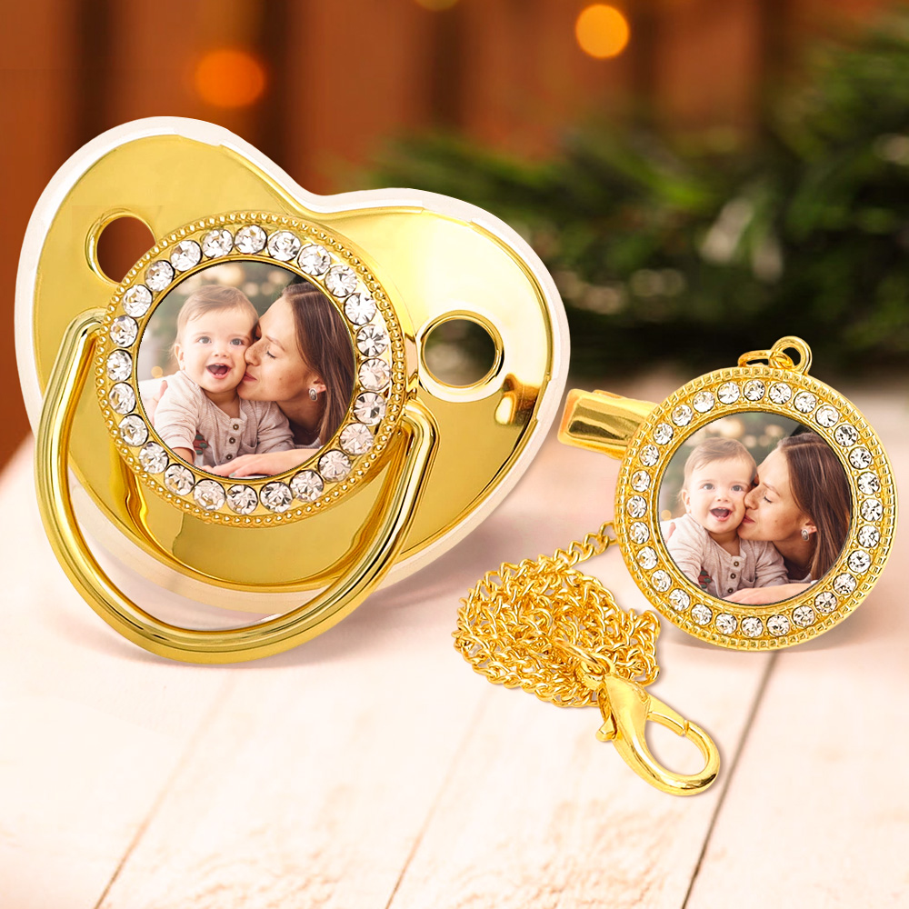 Custom Photo Baby Pacifier & Clip Set – Personalized Newborn Gift