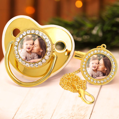 Custom Photo Baby Pacifier & Clip Set – Personalized Newborn Gift