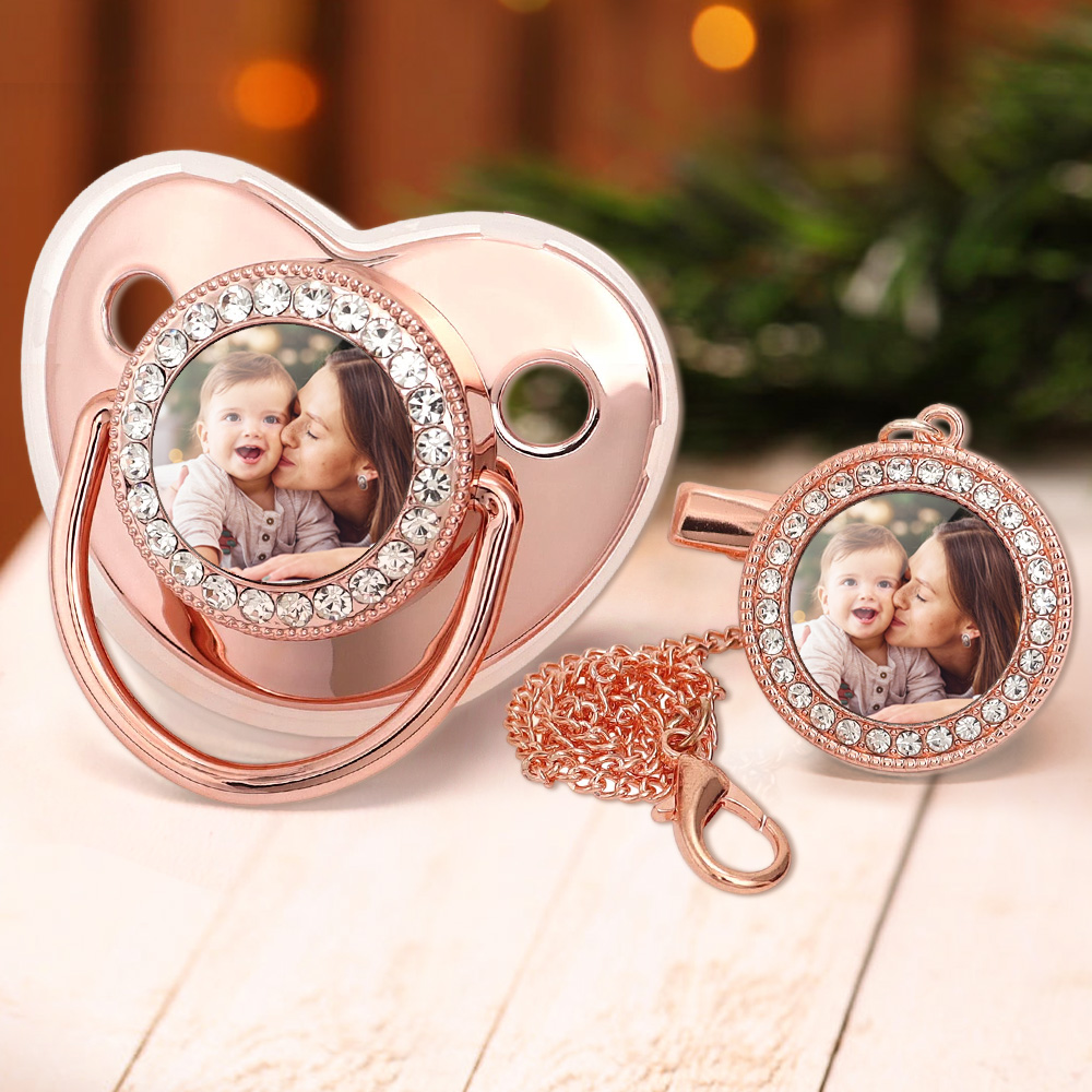 Custom Photo Baby Pacifier & Clip Set – Personalized Newborn Gift
