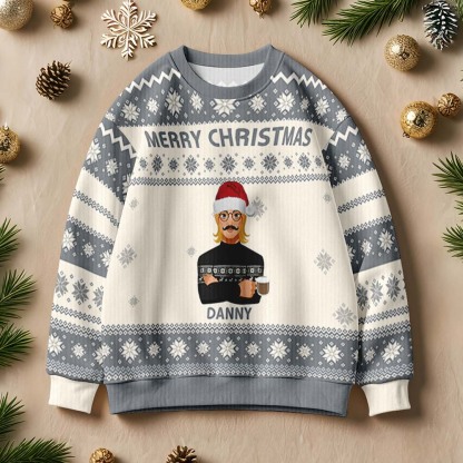 Personalized Ugly Sweater Cartoon Christmas Sweater Funny Gift for Family or Friend