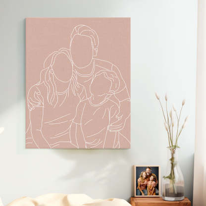 Custom Line Art Photo Portrait Canvas GIfts for Him, Her