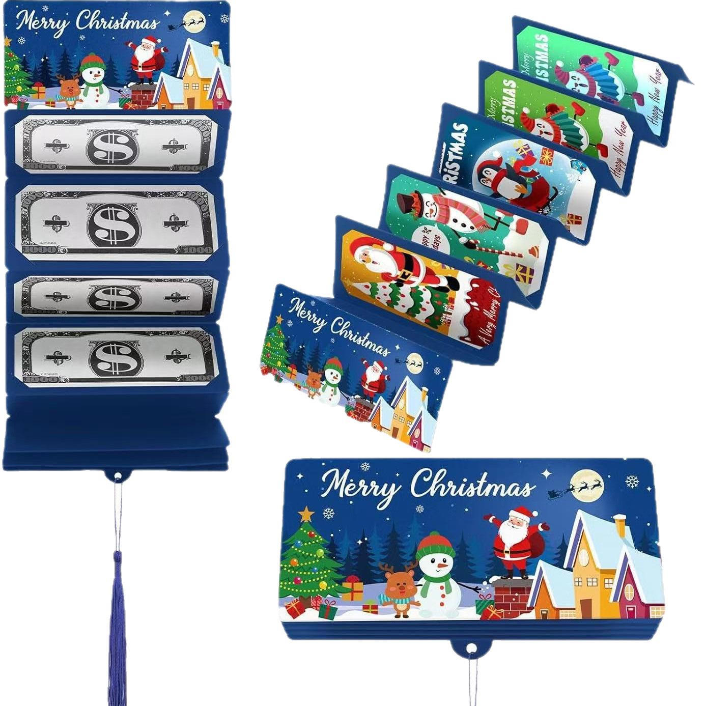 Santa Claus Dollar Bill 10-Slot 3D Money Envelope Box �C Christmas Surprise Party Cash Holder - PhotoMoonLamp
