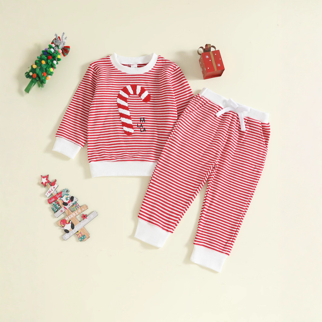 Toddler Christmas Candy Cane Striped Outfit Set