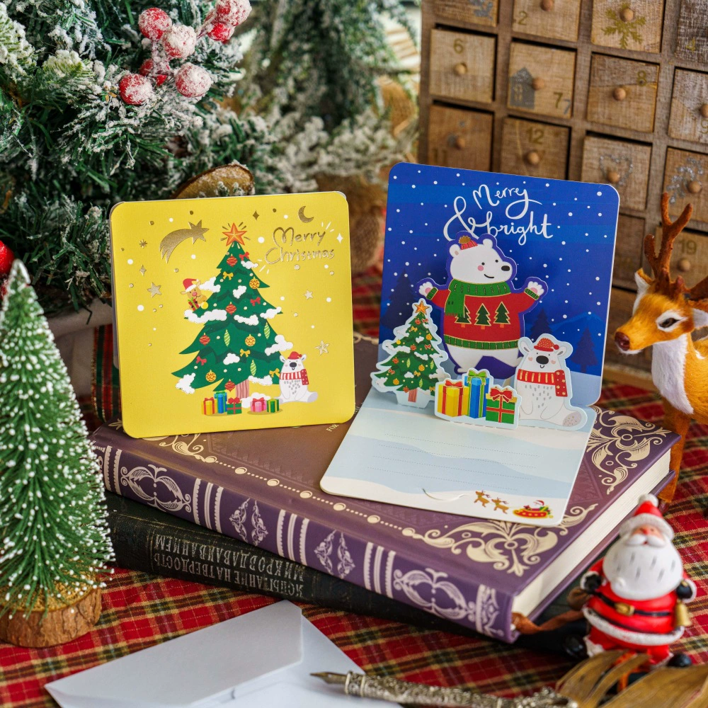 3D Stereo Christmas Themed Greeting Cards