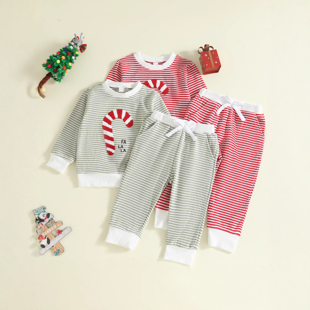 Toddler Christmas Candy Cane Striped Outfit Set