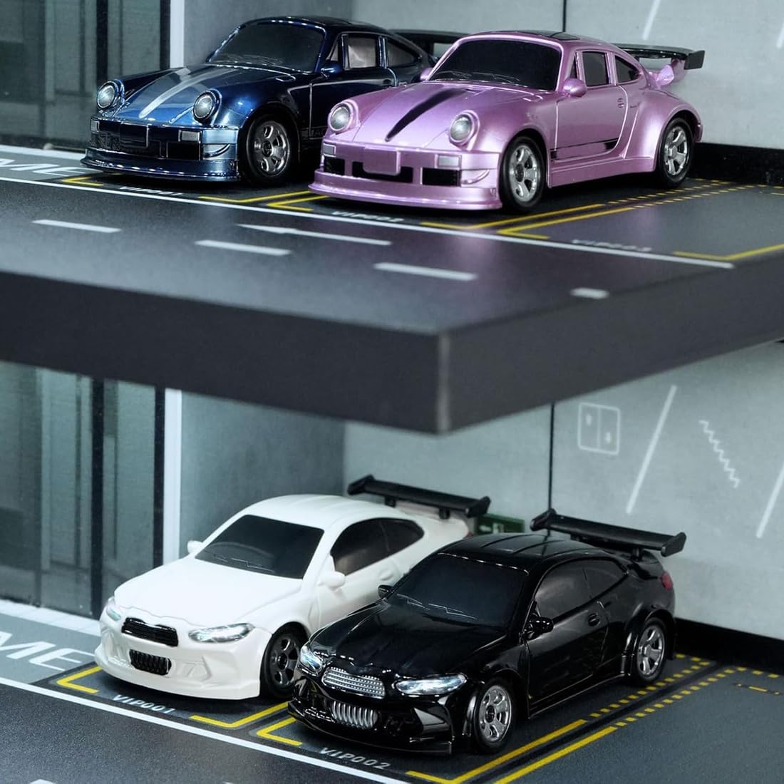 1/64 Scale RC Car, 2.4G Proportional Control 4WD RC Drift Car with LED Light & Hollow Cup Motor, Portable Mini Remote Toy for Adults