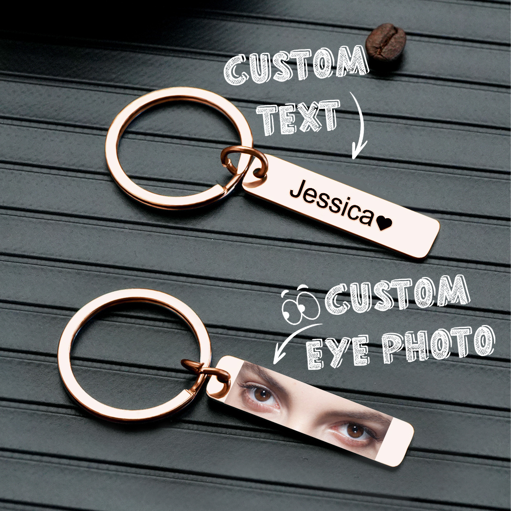 Custom Eye Photo Keychain Personalized Double-Sided Keychain Custom Text Best Gift For Anniversary