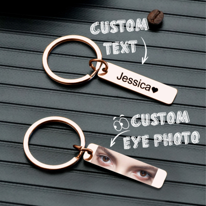 Custom Eye Photo Keychain Personalized Double-Sided Keychain Custom Text Best Gift For Anniversary