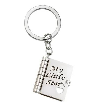 Personalized My Little Star Book Keychain – A Letter to My Daughter in a Locket Pendant with Message Inside Meaningful Gift