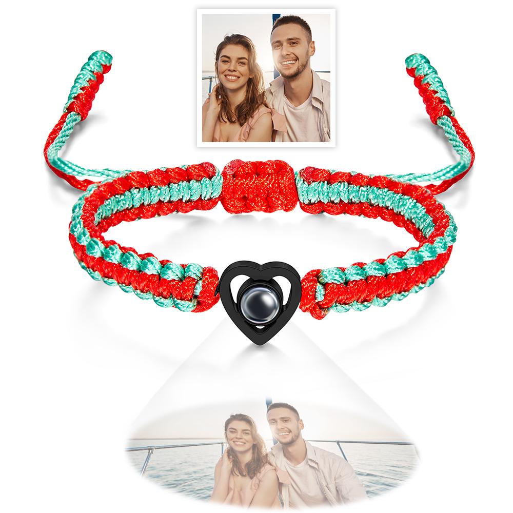 Custom Projection Photo Bracelet Weave Heart-shaped Commemorate Gifts