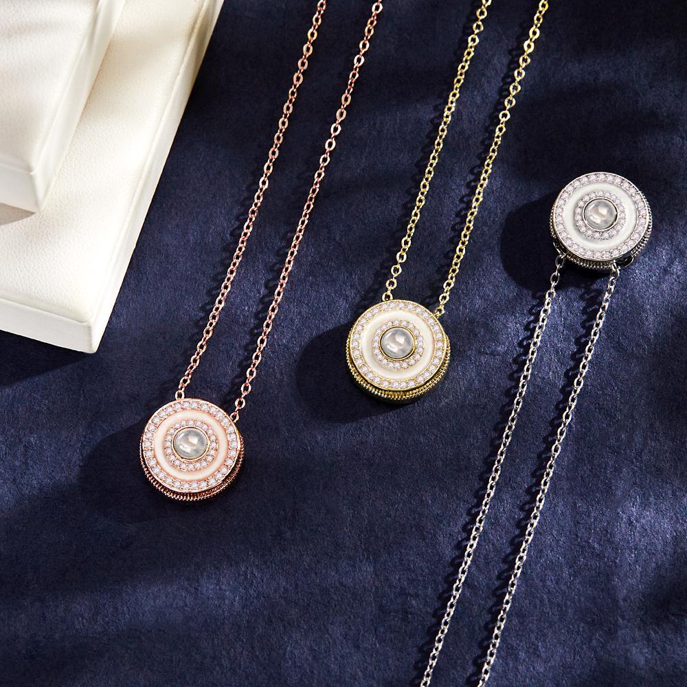 Custom Halo Photo Projection Necklace Copper