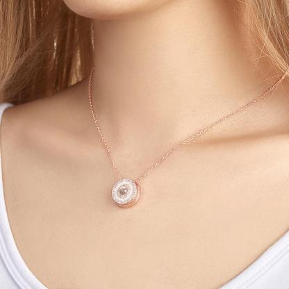 Custom Halo Photo Projection Necklace Copper
