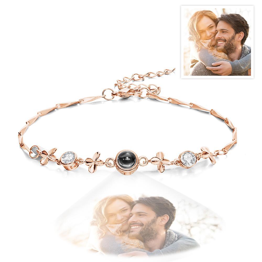 Custom Photo Projection Bracelet Four-leaf Clover Projection Bracelet Gift for Women