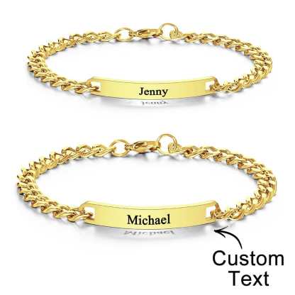 Custom Engraved Bracelet Set Personalized Fashion Bracelet For Couples