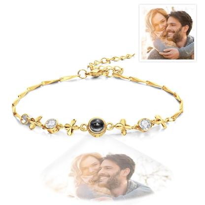 Custom Photo Projection Bracelet Four-leaf Clover Projection Bracelet Gift for Women