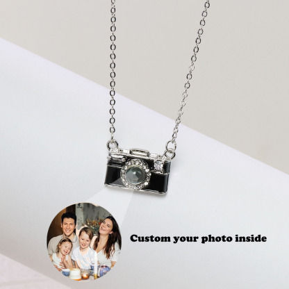 Personalized Photo Necklace Projection Gem Black Camera Necklace Anniversary Gifts for Her