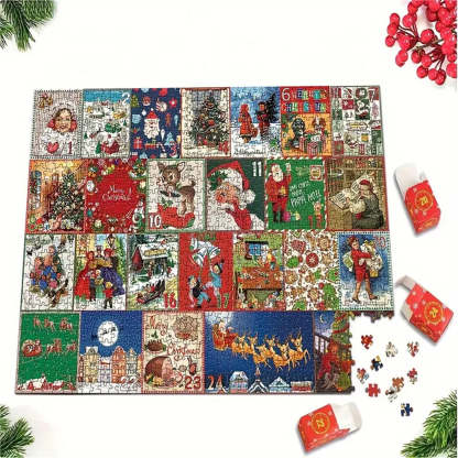 Advent Calendar Christmas Jigsaw Puzzle 24 Boxes Christmas Countdown Puzzle Toy Gift for Kid Adult