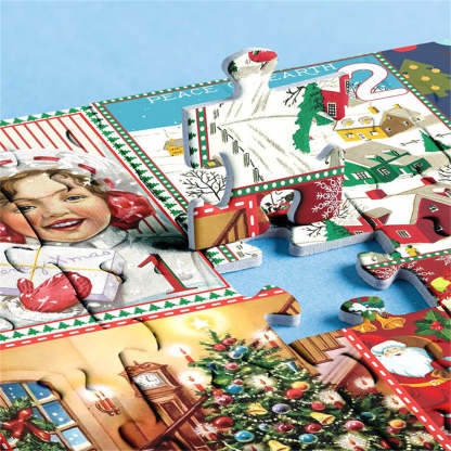 Advent Calendar Christmas Jigsaw Puzzle 24 Boxes Christmas Countdown Puzzle Toy Gift for Kid Adult