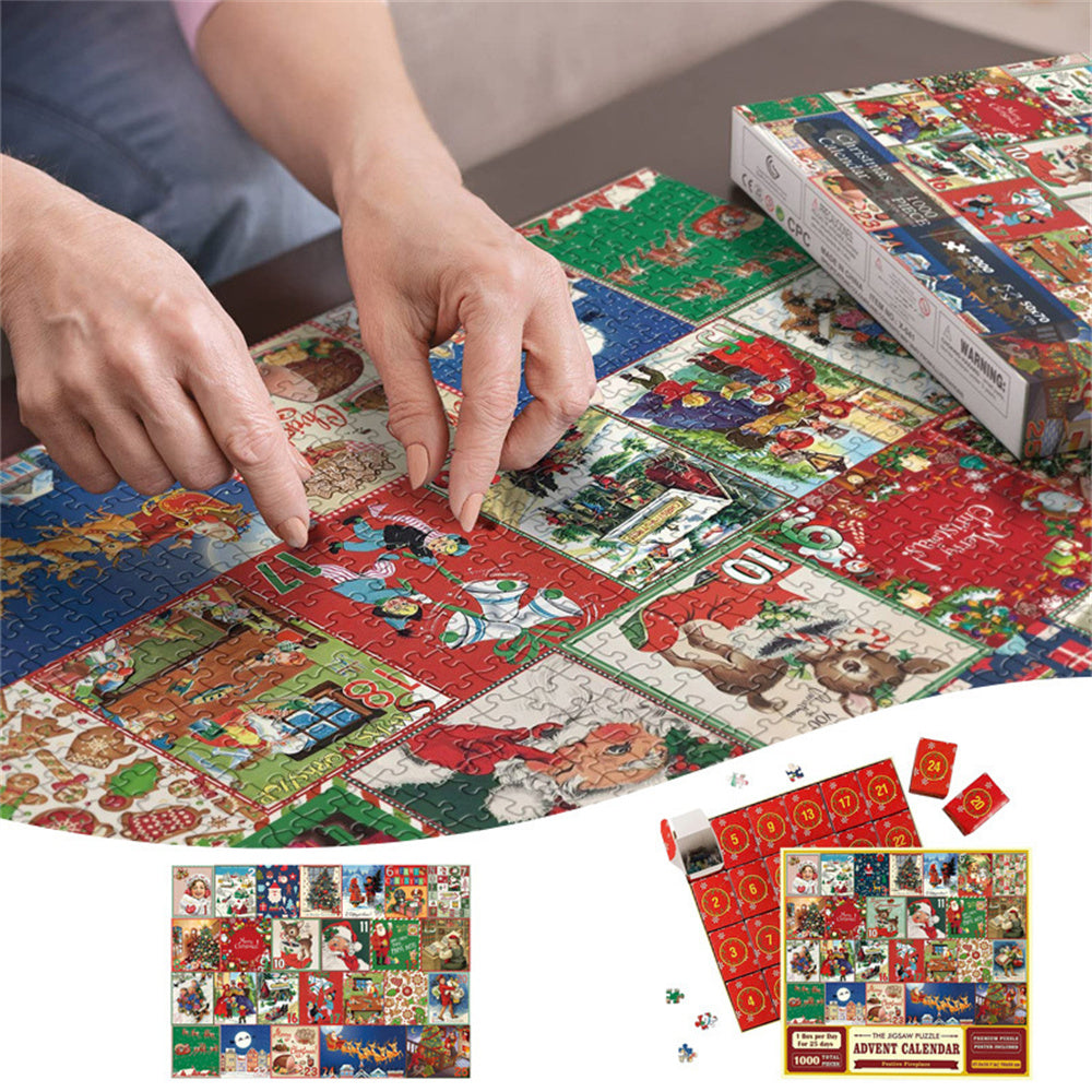 Advent Calendar Christmas Jigsaw Puzzle 24 Boxes Christmas Countdown Puzzle Toy Gift for Kid Adult
