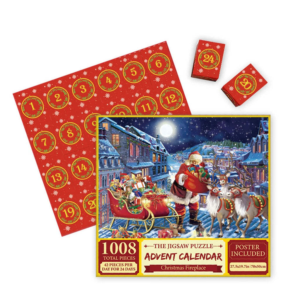 Advent Calendar Christmas Jigsaw Puzzle 24 Boxes Christmas Countdown Puzzle Toy Gift for Kid Adult