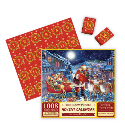 Advent Calendar Christmas Jigsaw Puzzle 24 Boxes Christmas Countdown Puzzle Toy Gift for Kid Adult