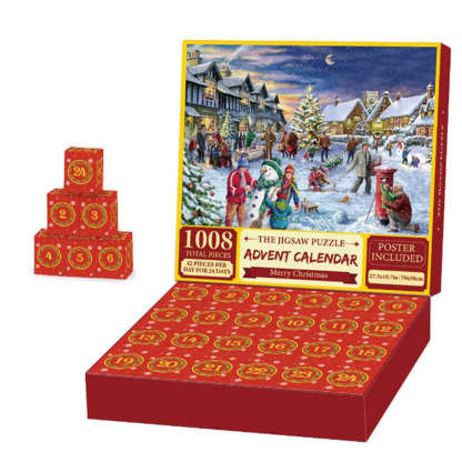 Advent Calendar Christmas Jigsaw Puzzle 24 Boxes Christmas Countdown Puzzle Toy Gift for Kid Adult