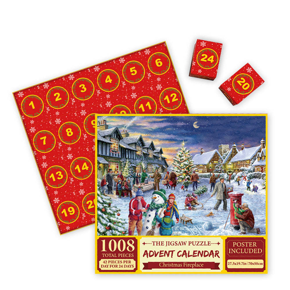 Advent Calendar Christmas Jigsaw Puzzle 24 Boxes Christmas Countdown Puzzle Toy Gift for Kid Adult
