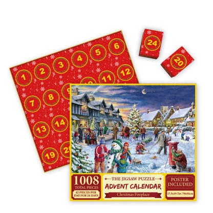 Advent Calendar Christmas Jigsaw Puzzle 24 Boxes Christmas Countdown Puzzle Toy Gift for Kid Adult