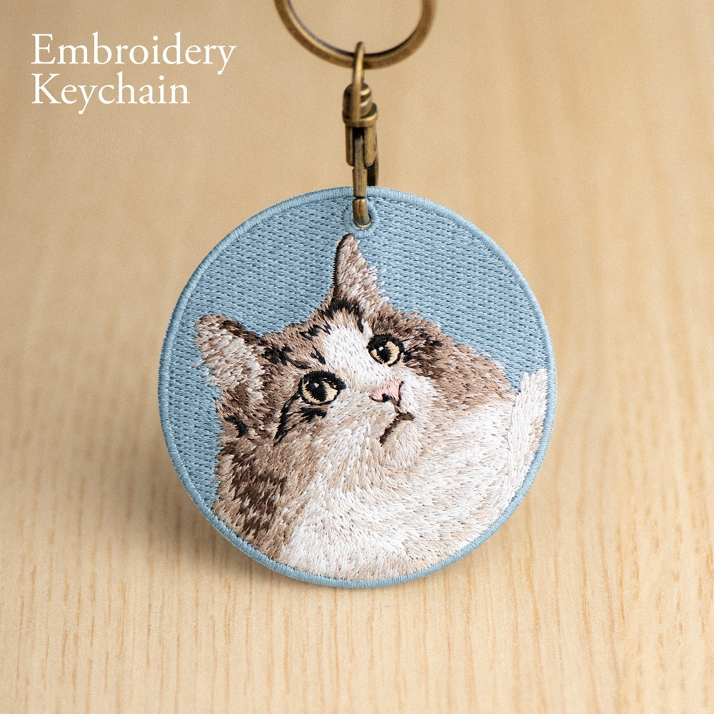 Embroidered Cat Keychain Realistic Cat Breed Design Cute Animal Keycha