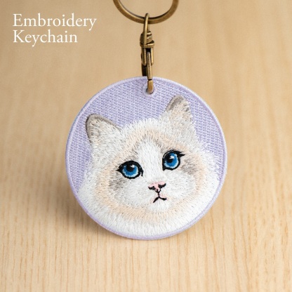 Embroidered Cat Keychain Realistic Cat Breed Design Cute Animal Keychain for Cat Lovers