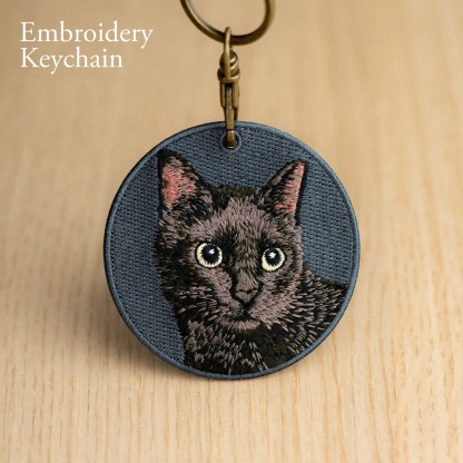 Embroidered Cat Keychain Realistic Cat Breed Design Cute Animal Keychain for Cat Lovers