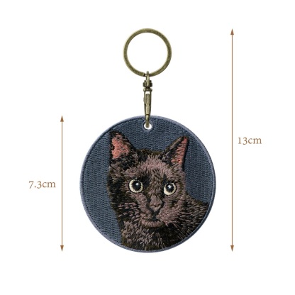 Embroidered Cat Keychain Realistic Cat Breed Design Cute Animal Keychain for Cat Lovers