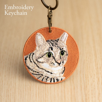 Embroidered Cat Keychain Realistic Cat Breed Design Cute Animal Keychain for Cat Lovers