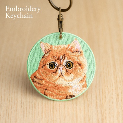Embroidered Cat Keychain Realistic Cat Breed Design Cute Animal Keychain for Cat Lovers