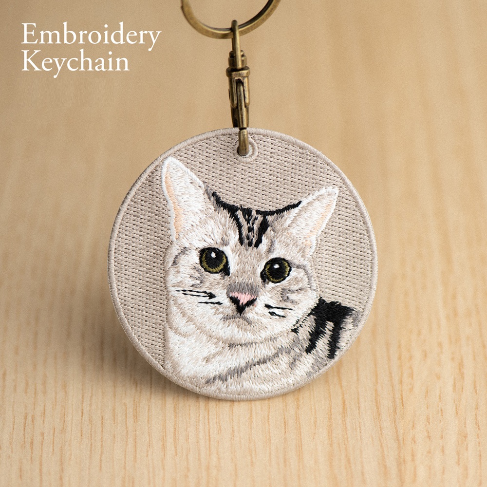 Embroidered Cat Keychain Realistic Cat Breed Design Cute Animal Keychain for Cat Lovers