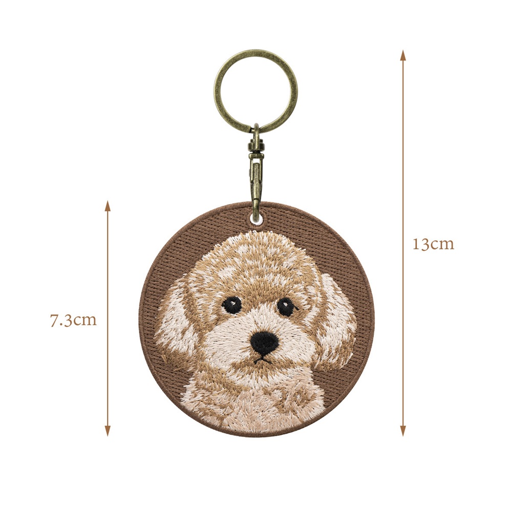 Embroidered Dog Keychain Realistic Dog Breed Design Cute Animal Keychain for Dog Lovers