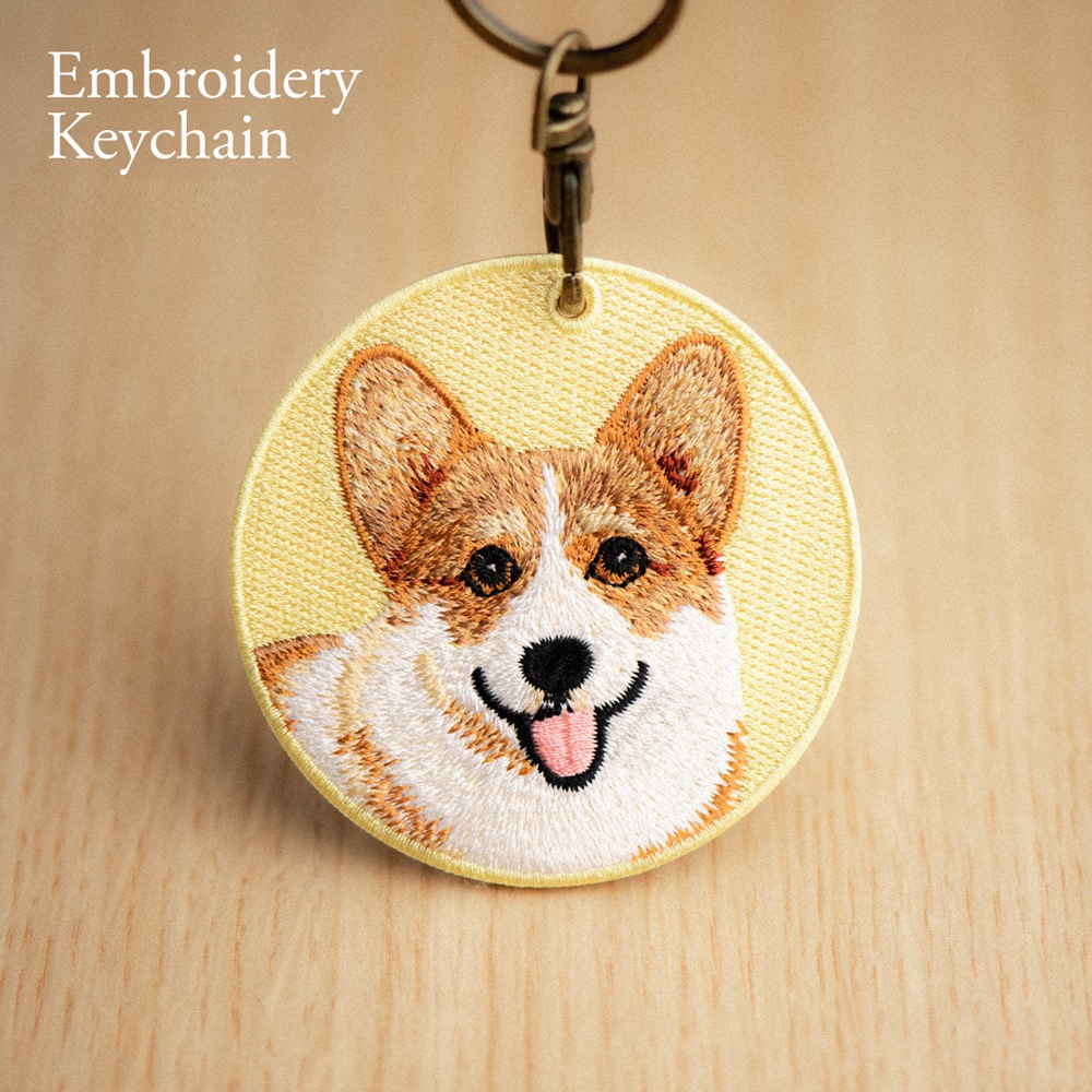 Embroidered Dog Keychain Realistic Dog Breed Design Cute Animal Keychain for Dog Lovers