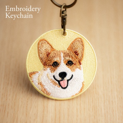 Embroidered Dog Keychain Realistic Dog Breed Design Cute Animal Keychain for Dog Lovers