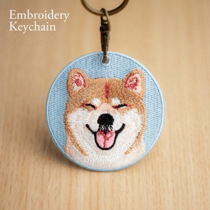 Embroidered Dog Keychain Realistic Dog Breed Design Cute Animal Keychain for Dog Lovers
