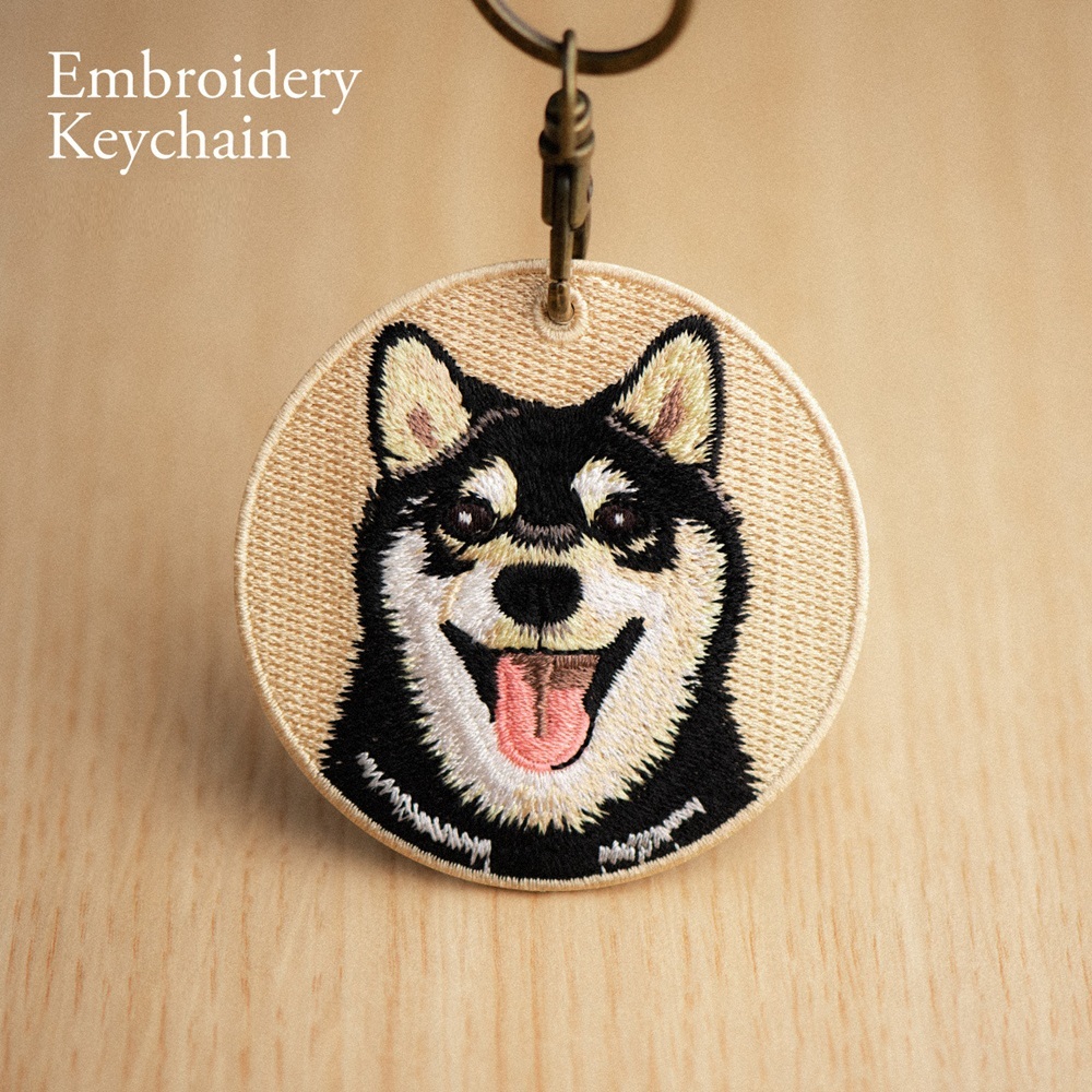 Embroidered Dog Keychain Realistic Dog Breed Design Cute Animal Keychain for Dog Lovers