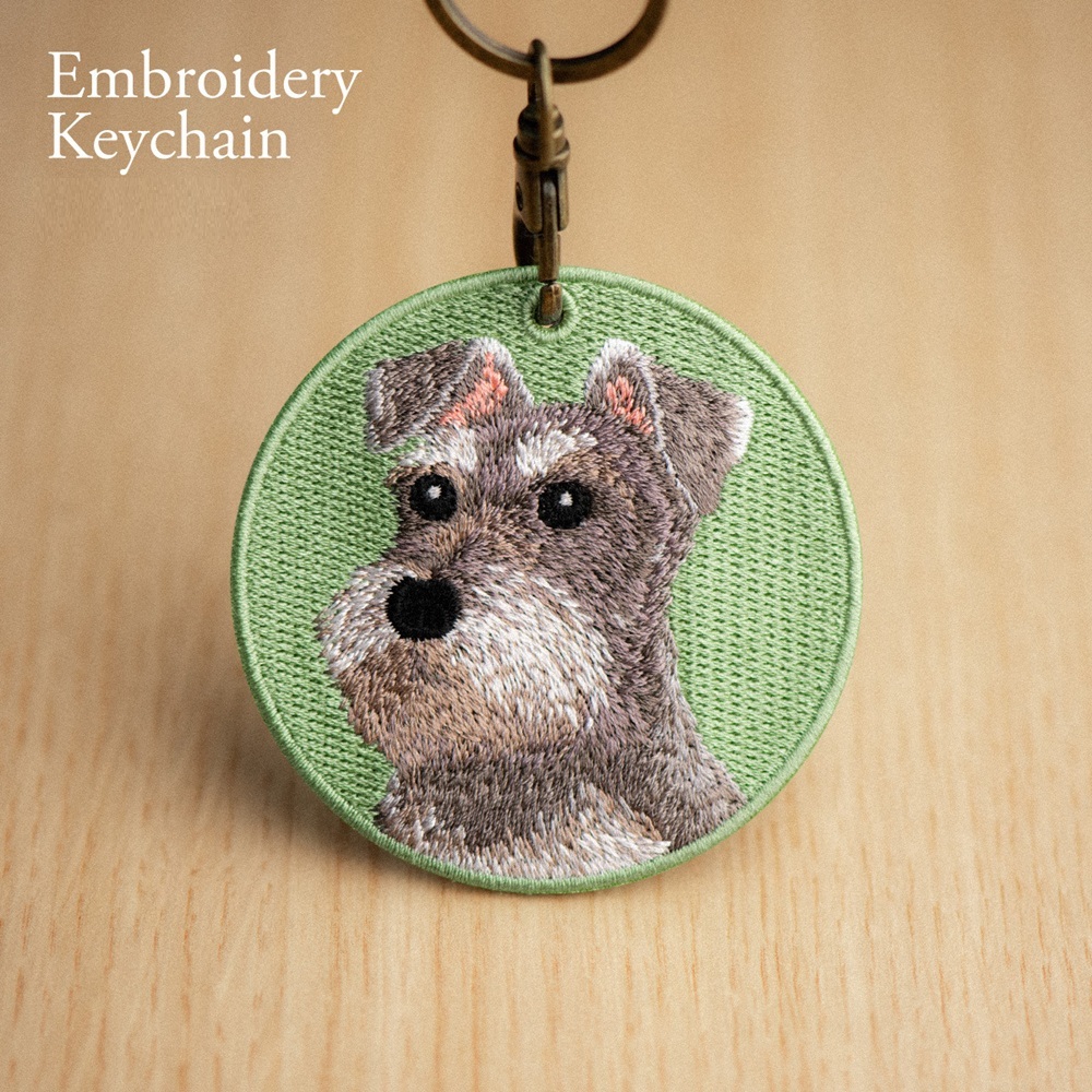 Embroidered Dog Keychain Realistic Dog Breed Design Cute Animal Keychain for Dog Lovers